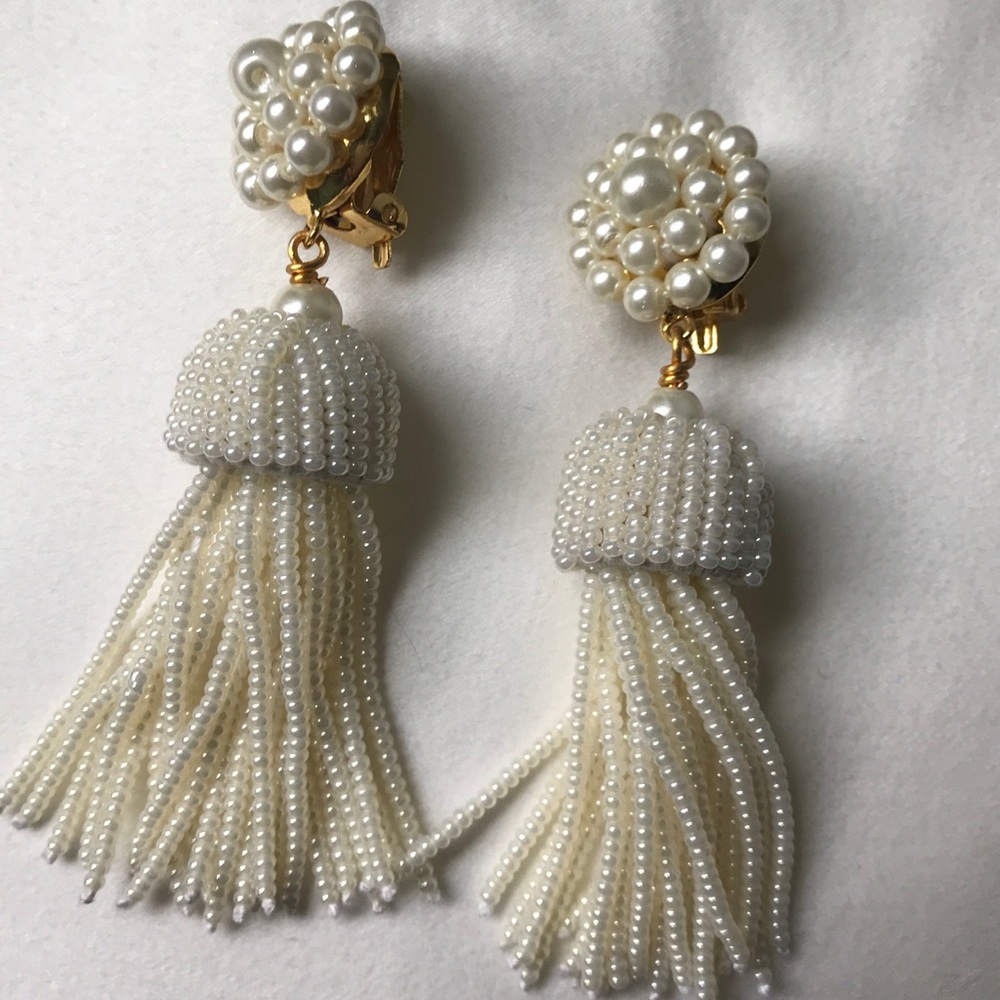 Lisi Lerch Pearl colored tassel Earrings